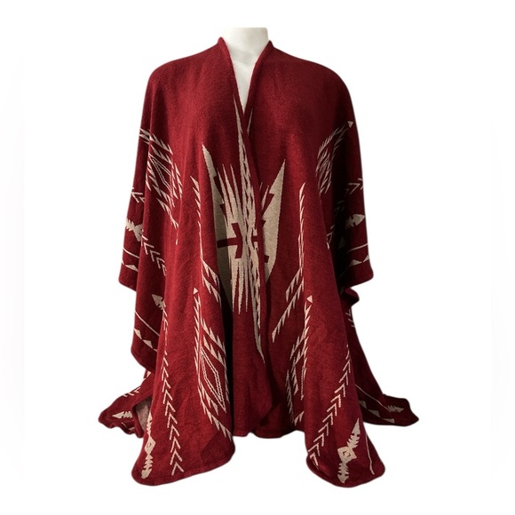 Francesca’s Southwest Print Poncho Wrap OS NWT Boho Open Front Kimono Style - Picture 10 of 11